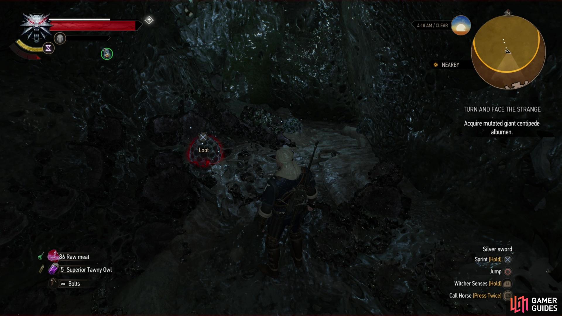 Once the aggressive adults have been slain, loot their eggs for the albumen you need.