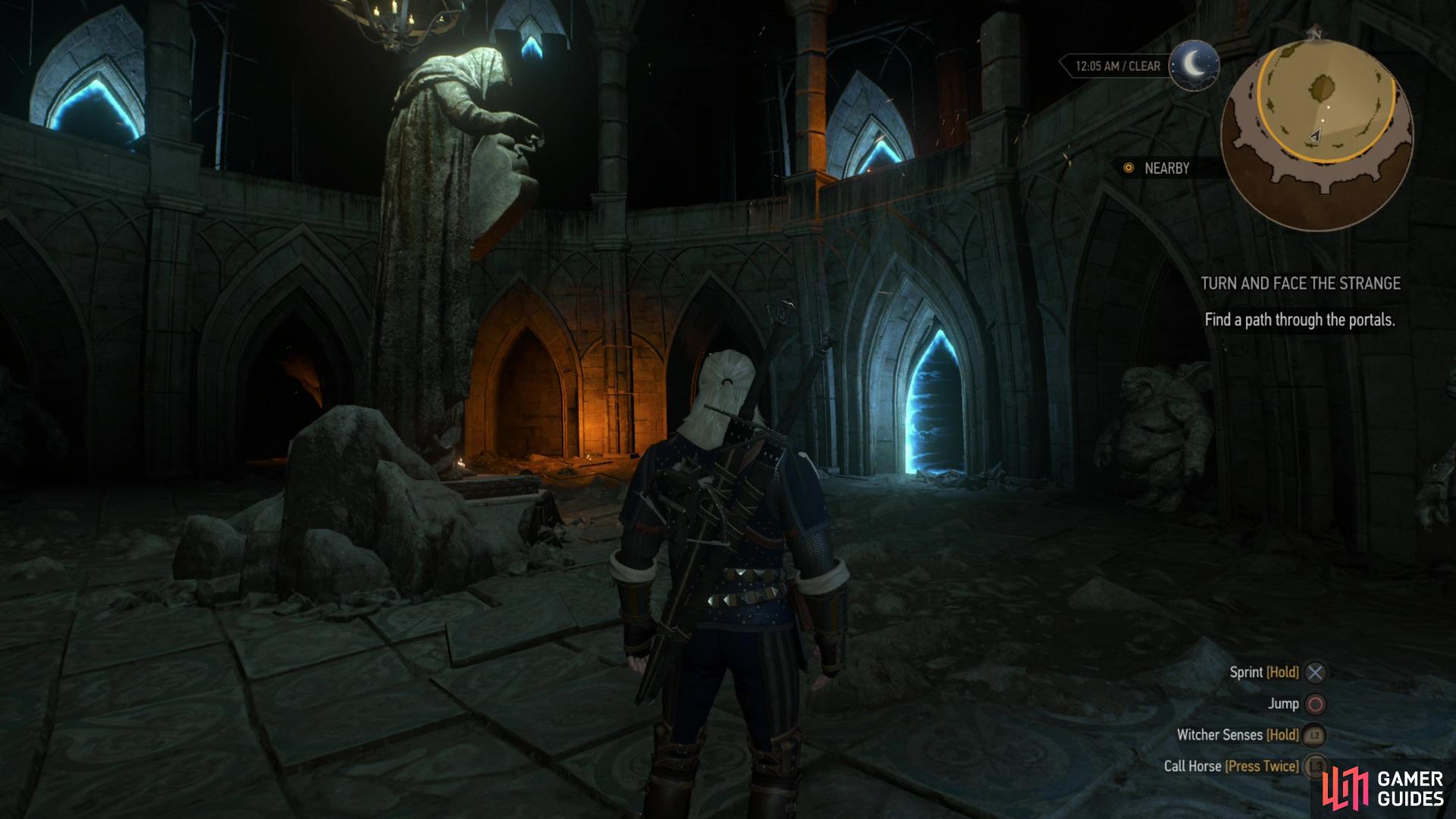 then use a statue to guide you through some portals.