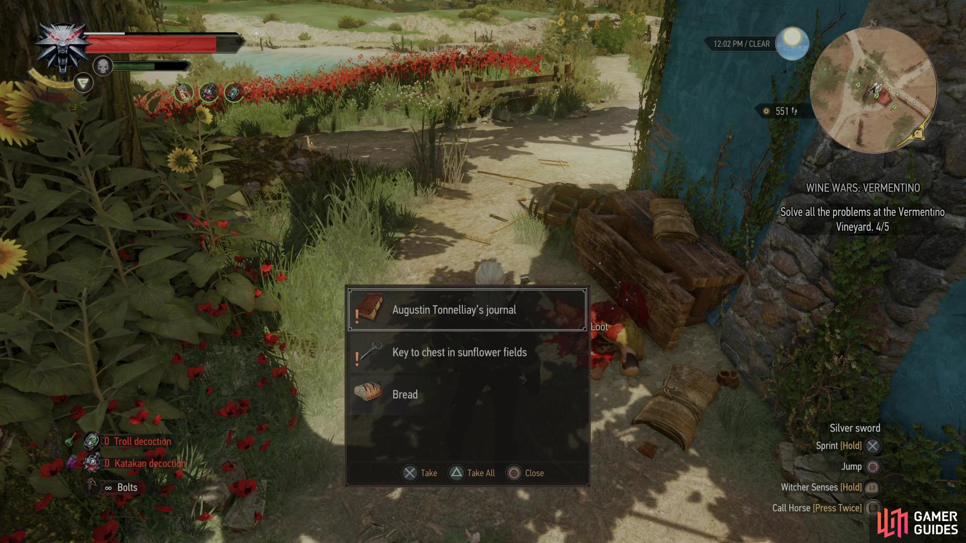 loot a corpse to find "Augustin Tonnelliay's Journal",