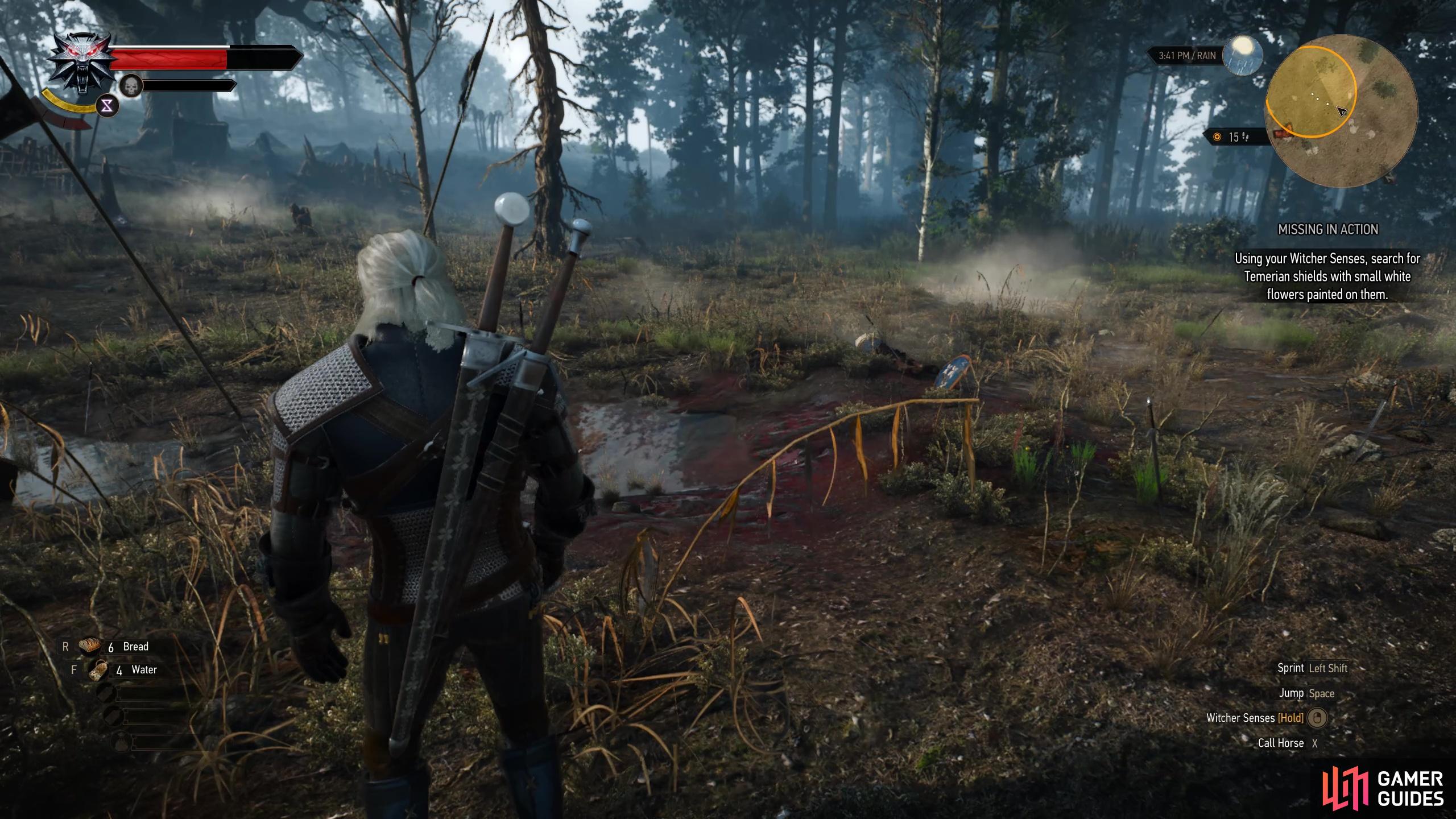 Exploring the battlefield is a pain but there is actually only a small search circle as indicated on your mini-map.