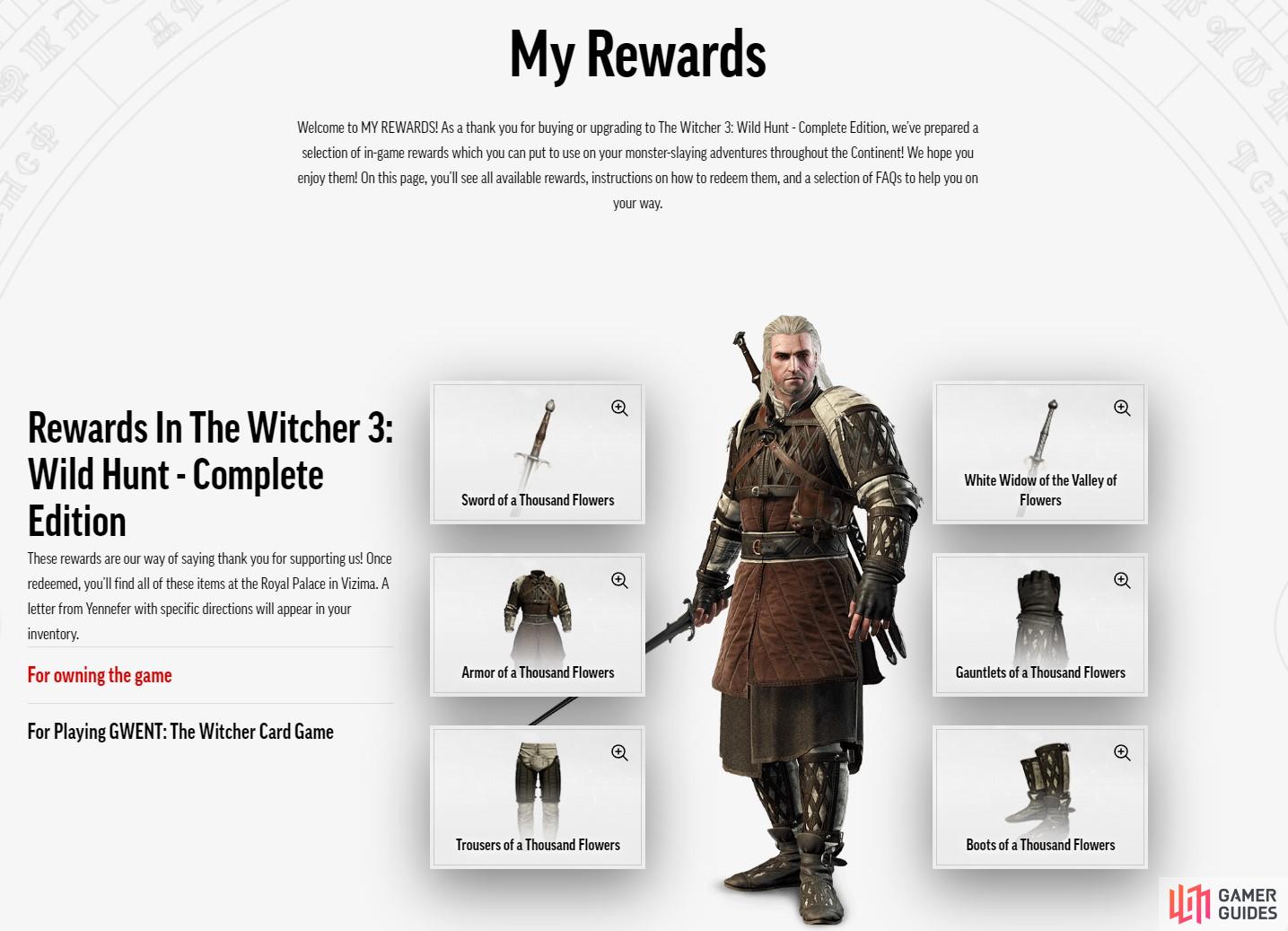 The Witcher 3 Rewards page is now live.