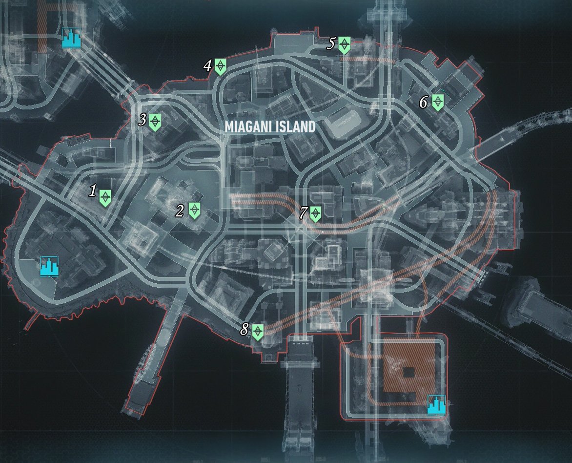 Part 3 - Founders Island Tower Locations - Occupy Gotham - Most Wanted  Mission Walkthroughs | Batman: Arkham Knight | Gamer Guides®