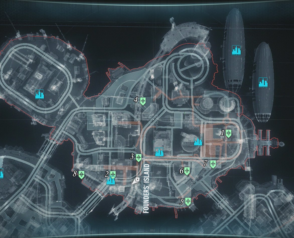 Part 3 - Founders Island Roadblock Locations - Own the Roads - Most Wanted  Mission Walkthroughs | Batman: Arkham Knight | Gamer Guides®
