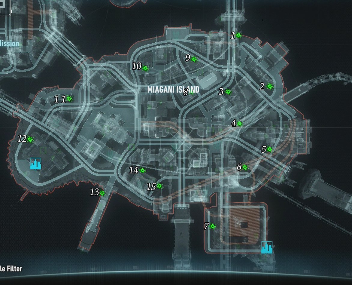 Riddle Locations and Solutions - Miagani Island Collectible Locations -  Collectibles Guide | Batman: Arkham Knight | Gamer Guides®