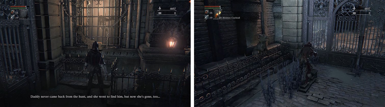 Speak with the Yharnam girl to begin her quest line and then open the shortcut nearby.