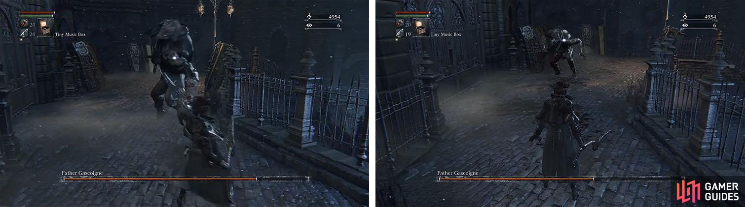 Use your gun to stagger Gascoigne, allowing you to use visceral attacks, and keep a descent distance so you have room to run or move is the stagger fails.