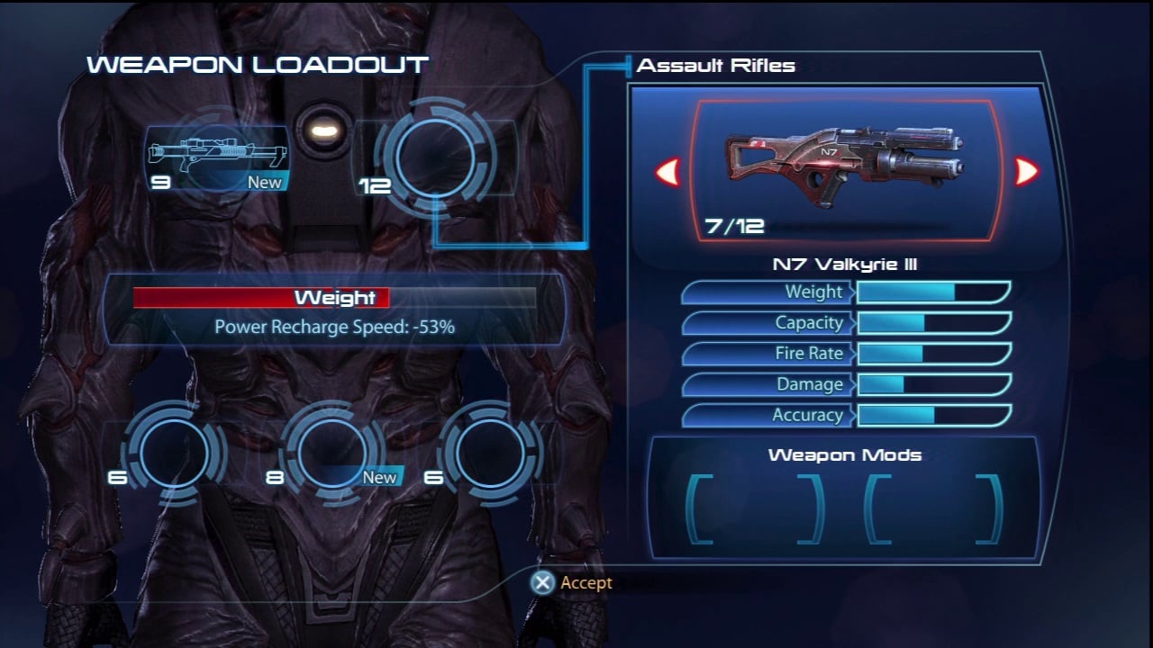 The N7 Valkyrie assault rifle is a burst weapon similar to the Vindicator.
