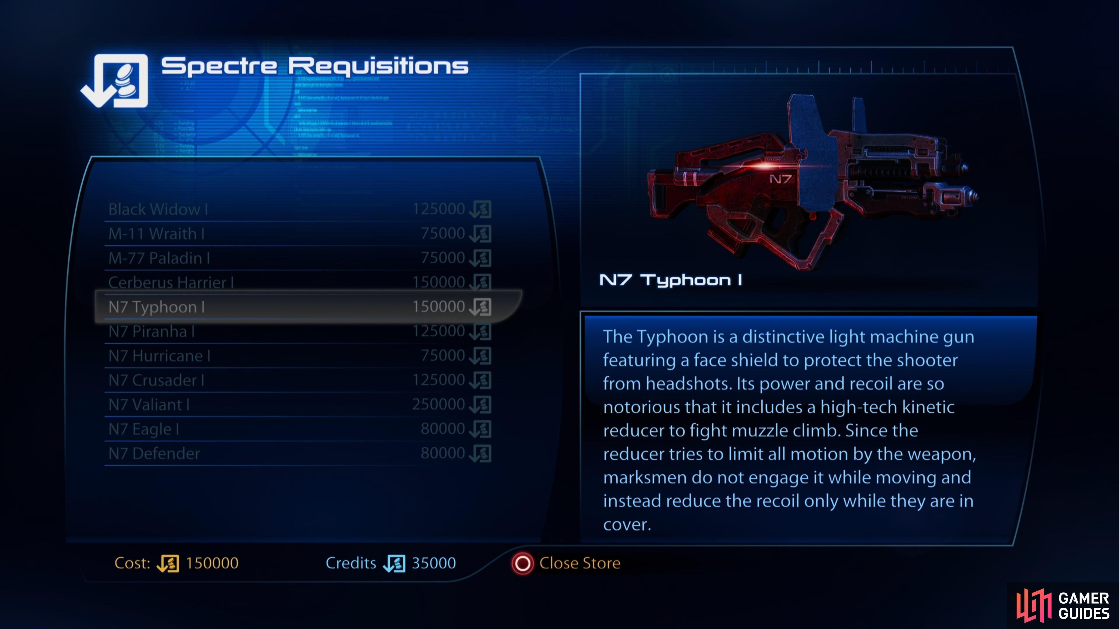 in the Spectre Offices you can access high-end weaponry via the Spectre Requisitions terminal,