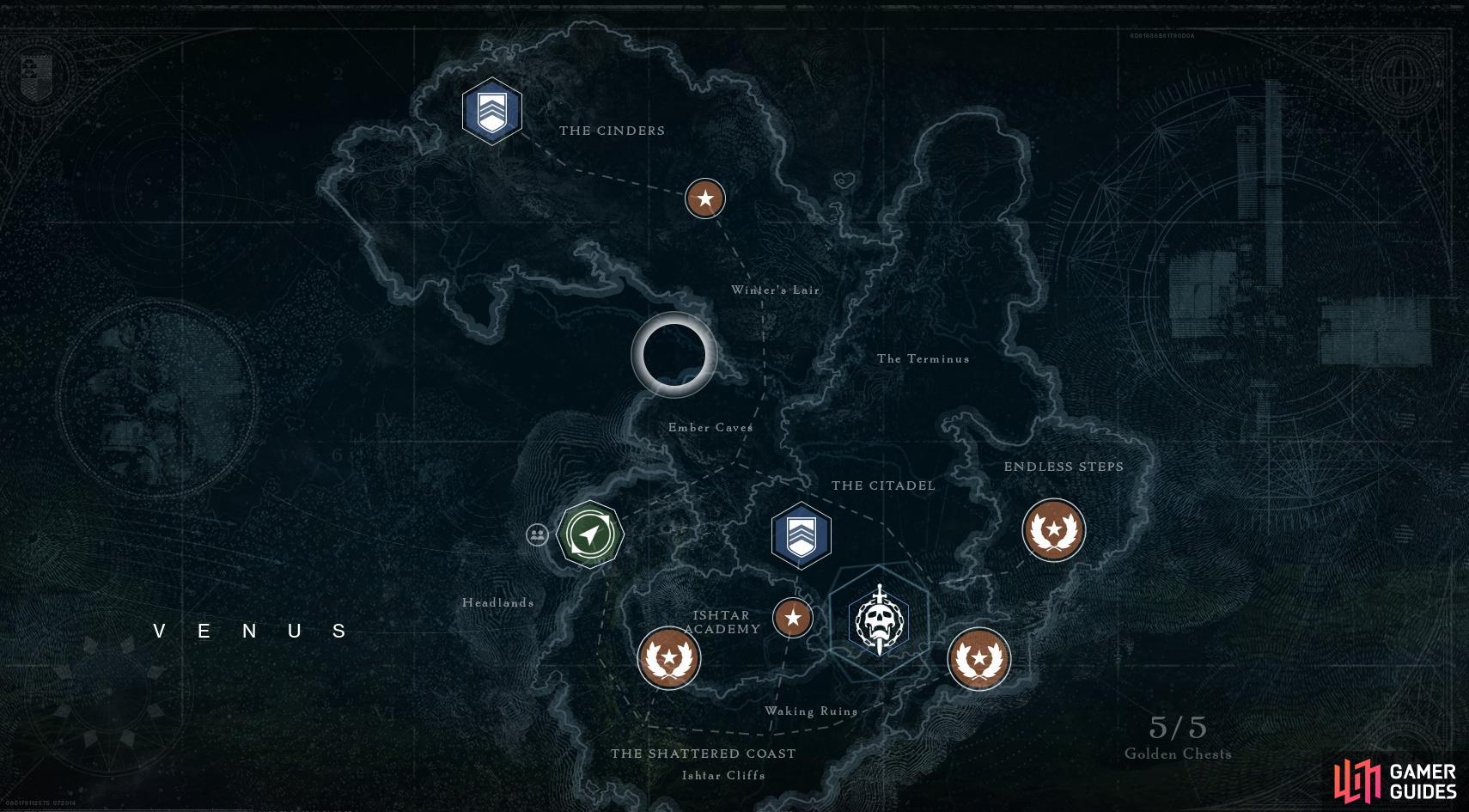 Destiny - gold loot chests, locations, Earth, Moon, Venus, Mars