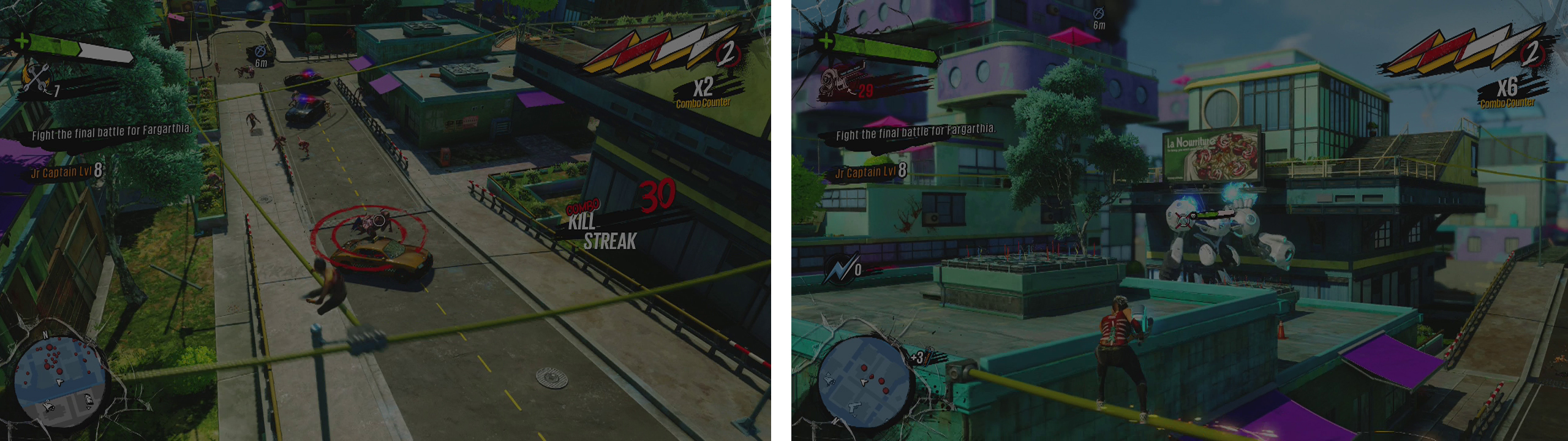 Continue to kill OD (left) until the Tank Bot shows up (right), then kill him to end the mission!