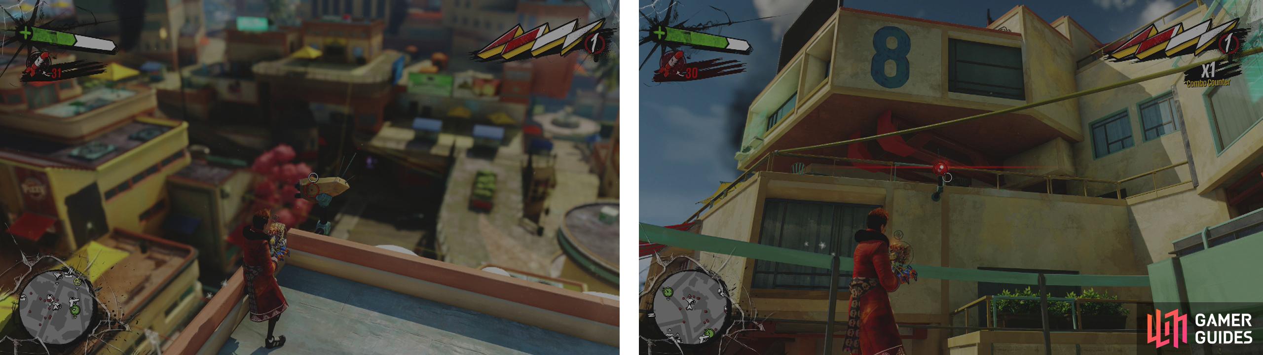 Cameras can be found on walls and the tops of buildings.