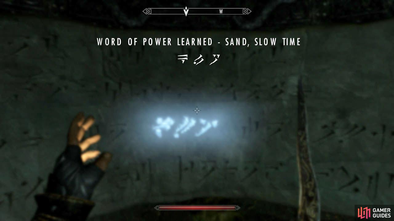Approach the southwest corner to find another Word of Power: Time, Slow Time.  Note: If you already have TIME - SLOW TIME you'll just get a different word. This proves Dragon Walls don't necessarily have a specific word, just a specific shout.