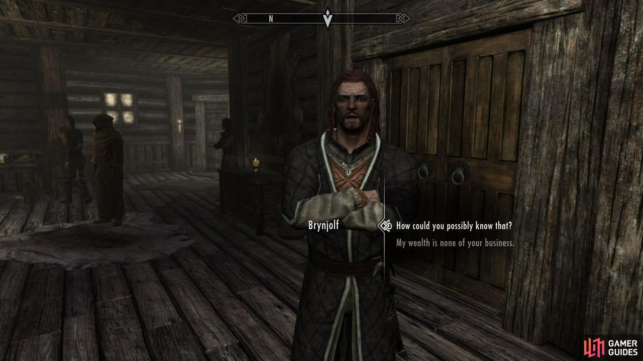 To start the Quests for the Thieves Guild, you need to head over to Riften. Once inside, move forward and you'll meet Moul. After a quick chat, ask about the Thieves Guild and he'll tell you to go find Brynjolf if you're interested. Go to the marketplace and look around for him.