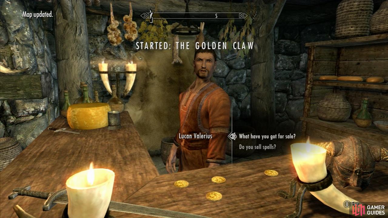 This quest can start in one of two ways: you can either talk to Lucan Valerius, the owner of Riverwood Traders in Riverwood OR you can enter the 'Bleak Falls Barrow' dungeon and OVERHEAR the bandits talking about the claw they stole and get the quest that way.