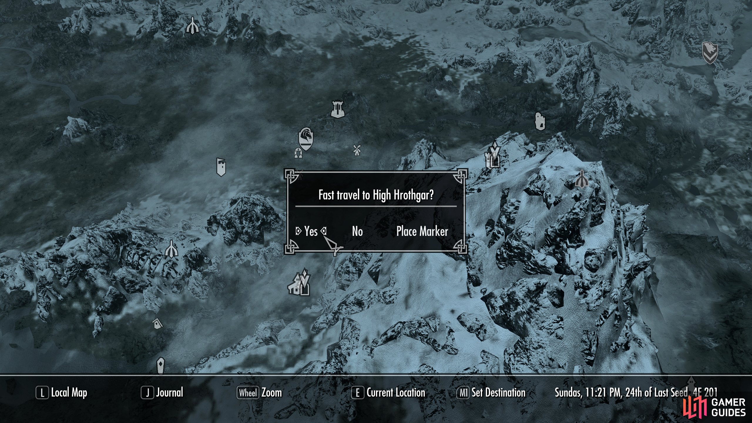 You can fast travel to High Hrothgar to deliver the horn to the Greybeards.