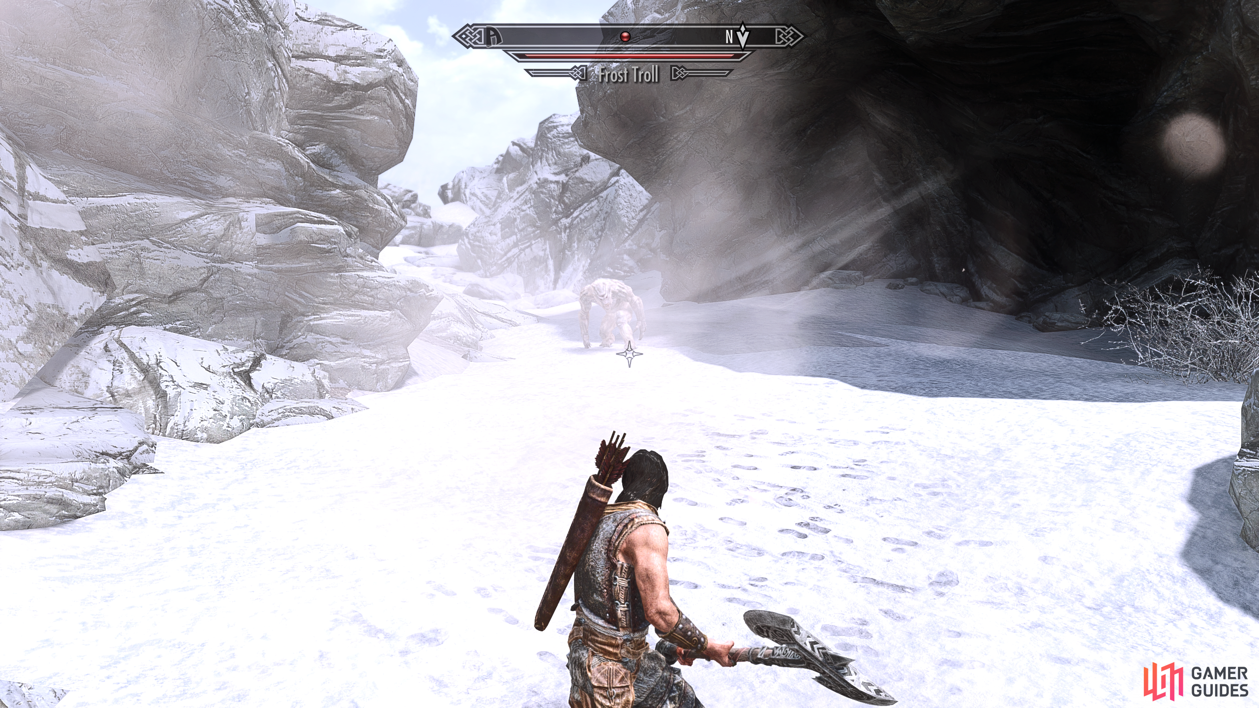 The Frost Troll will be a tough fight if you're low level, but you can sprint past it if you prefer.