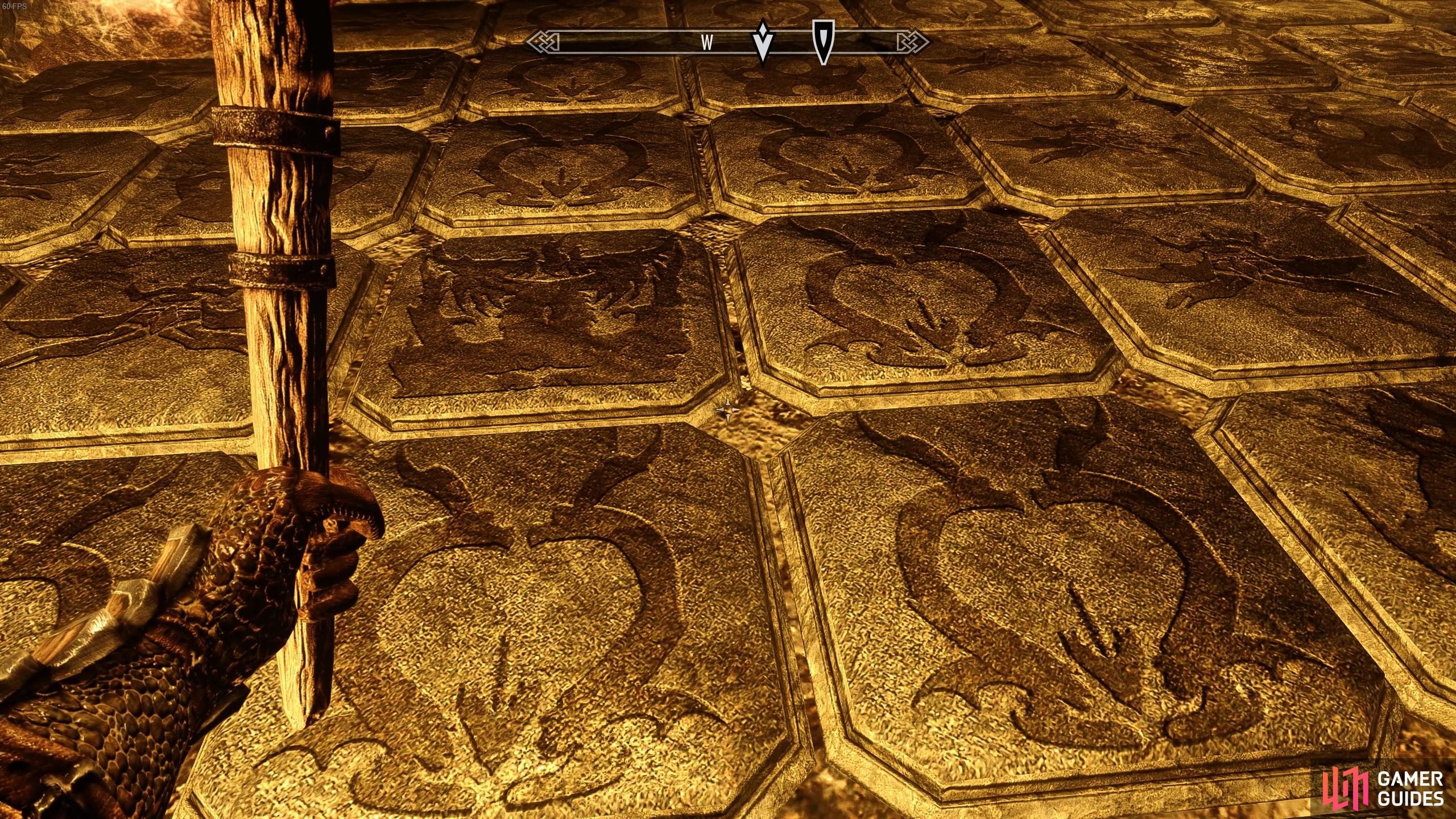 You should only step on Dragonborn symbols to avoid being hit by fire.
