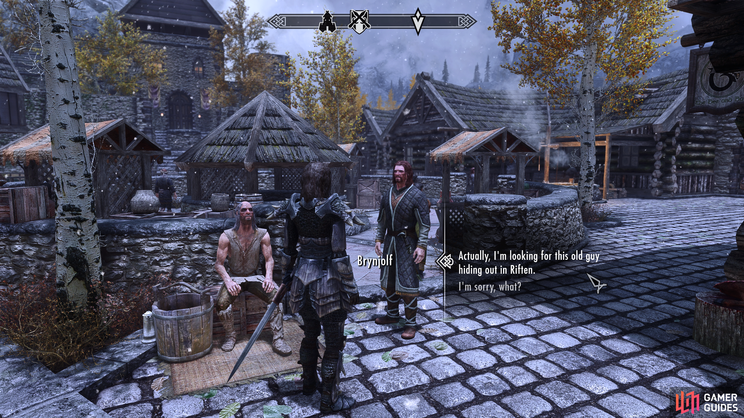 You can speak with Brynjolf near the marketplace to advance the quest.
