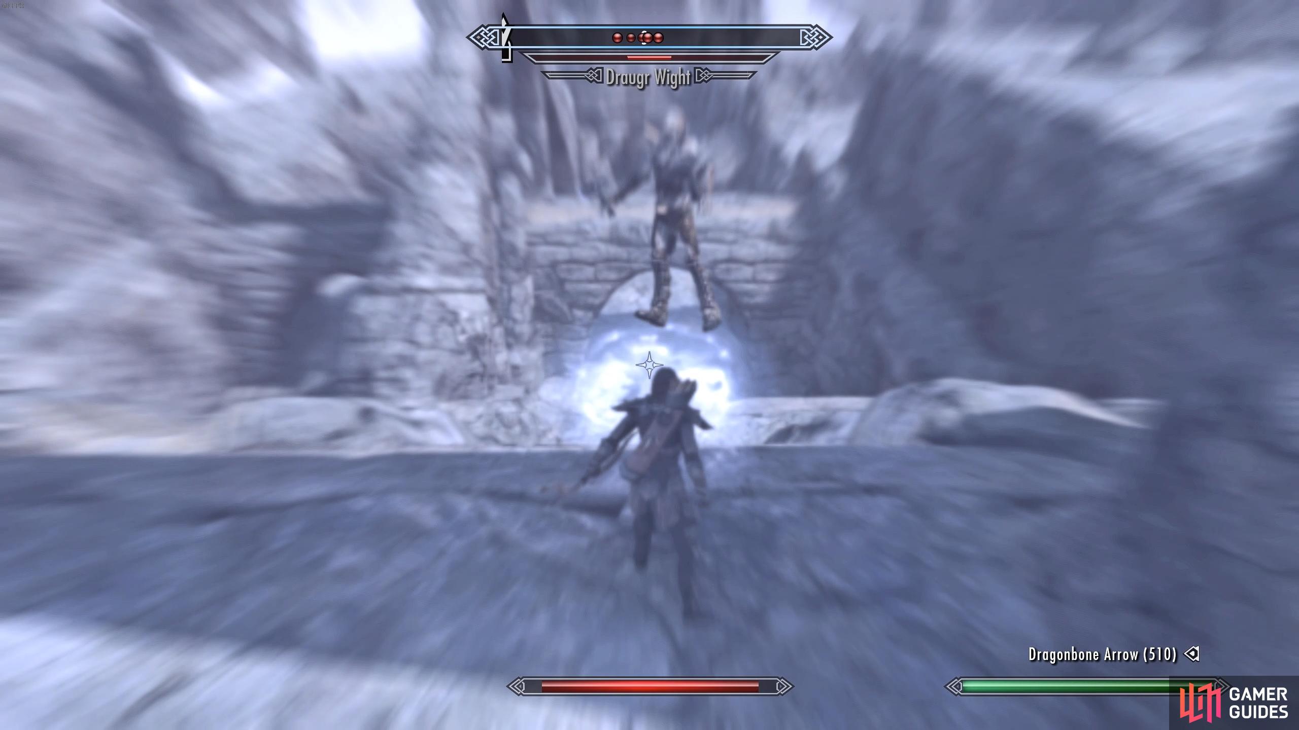 Use your surroundings to your advantage. Unrelenting Force a draugr off a high drop to cause extra damage.