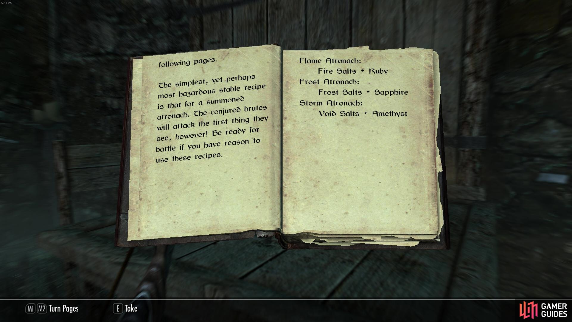 The book near the forge will give you information on the types of things you can conjure