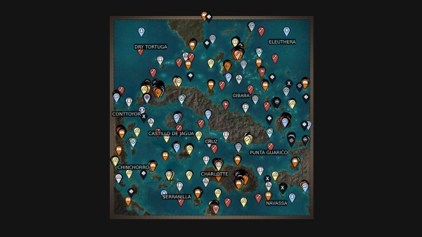Assassin's Creed Black Flag Resynced Caribbean Sea interactive map