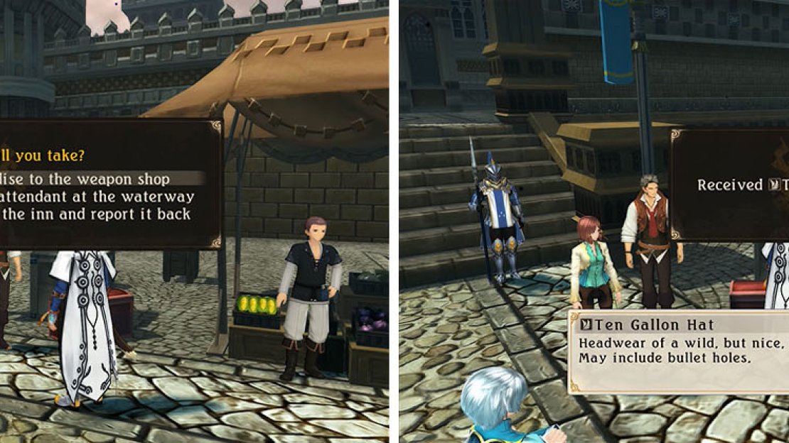 If you sold the Royal Knife you’ll need to do a job to get it back (left). If you also gave away Gramps’ Pipe you’ll obtain the Ten Gallon Hat (right).