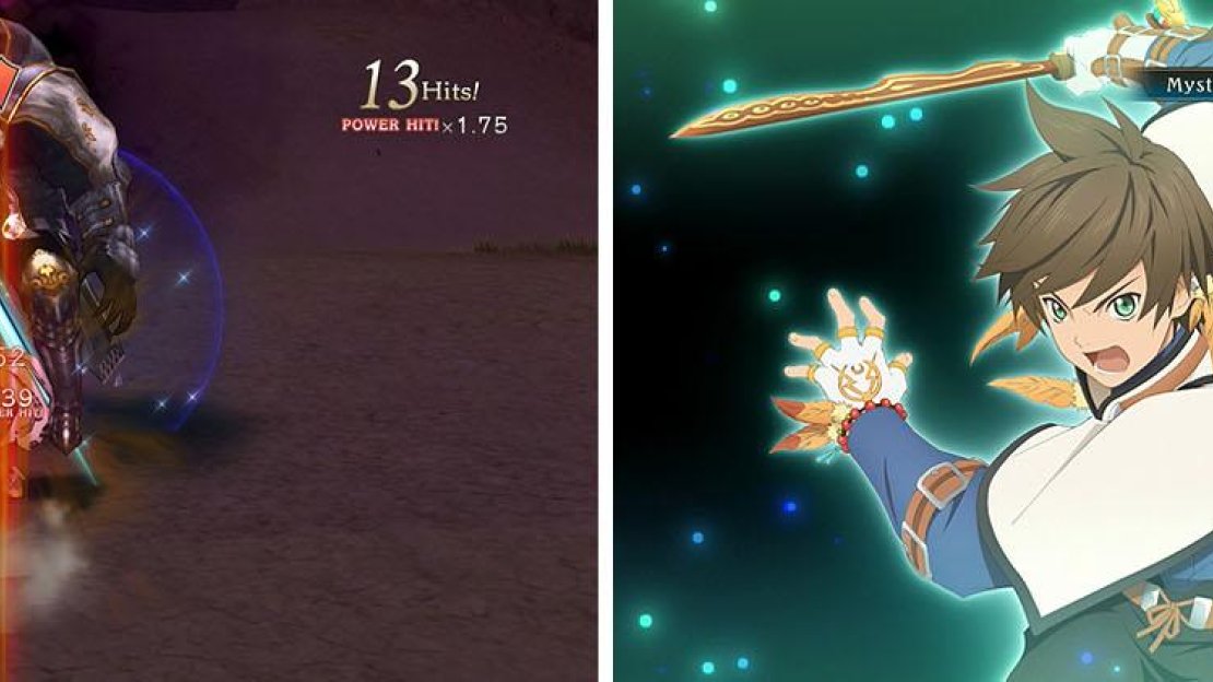 Use Sorey’s martial artes to dwindle Landon’s health (left) until you unlock the Mystic Arte tutorial (right).