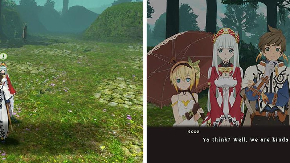 Speak with everyone while Rose checks out the new Scattered Bones hideout (left). When Rose returns you’ll automatically trigger a skit (right).