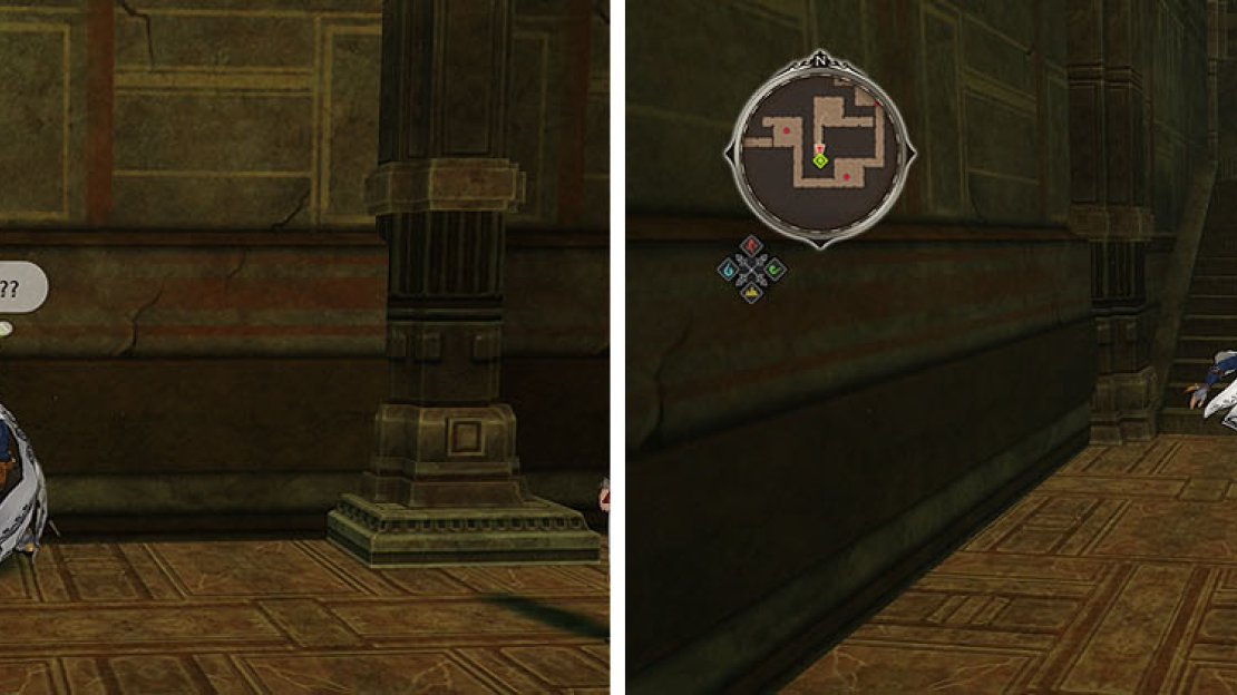 Reveal the hidden path via the yellow diamonds to head upstairs to a new area.