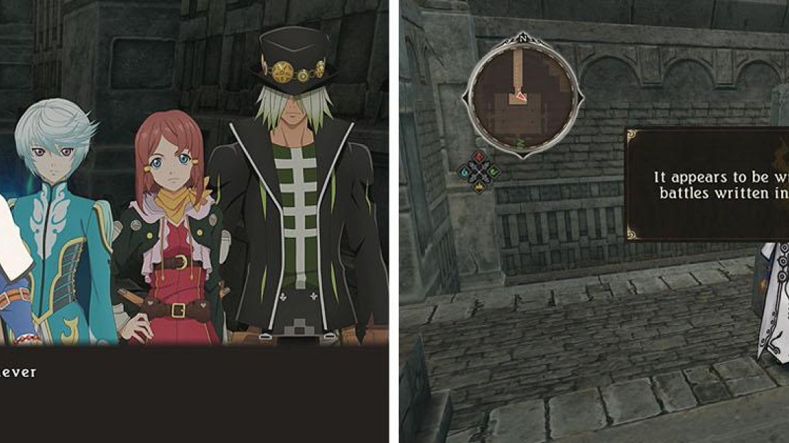 Stop at the save for the skit mentioned earlier (left) and then head all the way south to a Monolith (right).