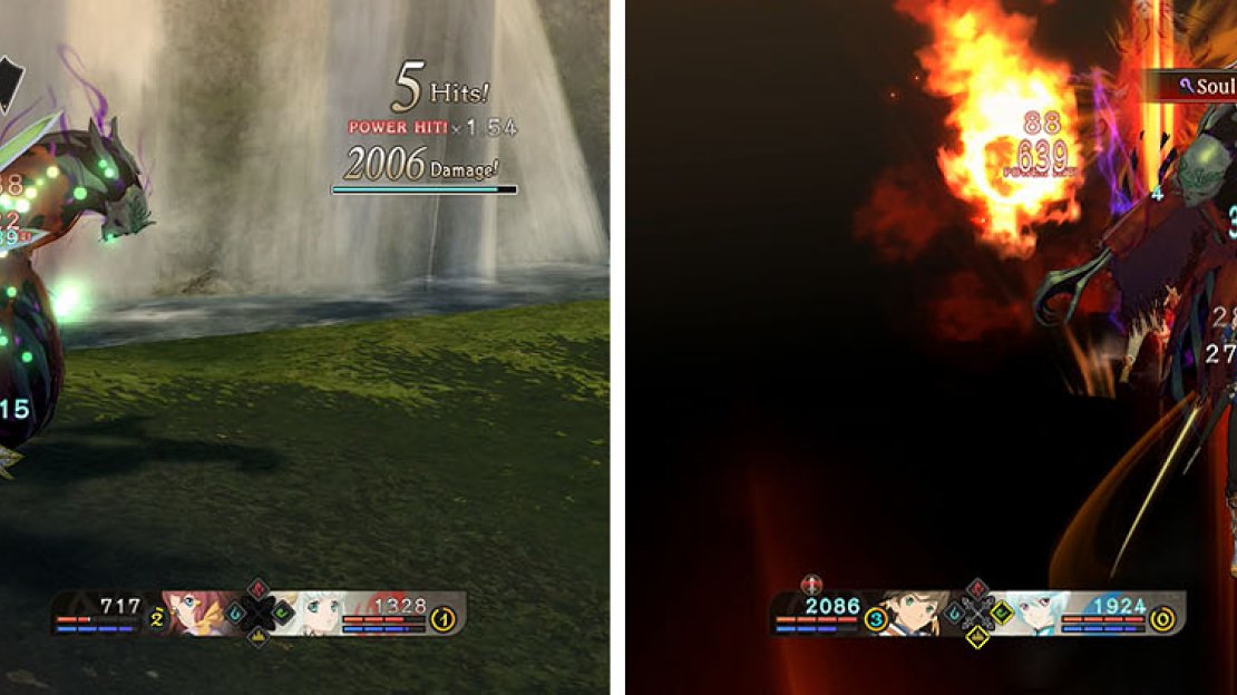 Armatize with Dezel to exploit the enemy’s weakness (left). Be careful of the undead’s lethal spell, Soul Siphon (right).