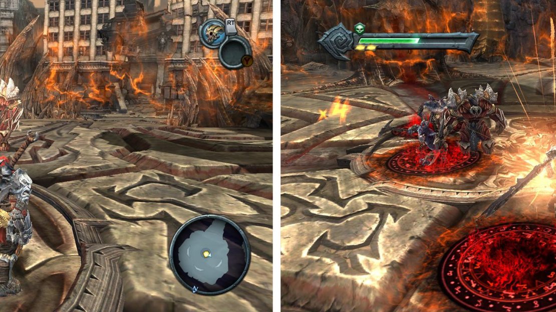 The Phantom general acts like a standard melee enemy (left). Make sure you take care of his summons (right) before refocusing your attack on the boss.
