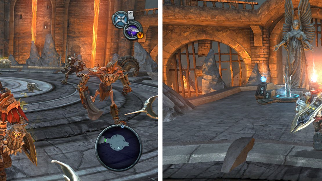 Fight off the waves of enemies (left) to be able to grab the final Crystal Sword (right).