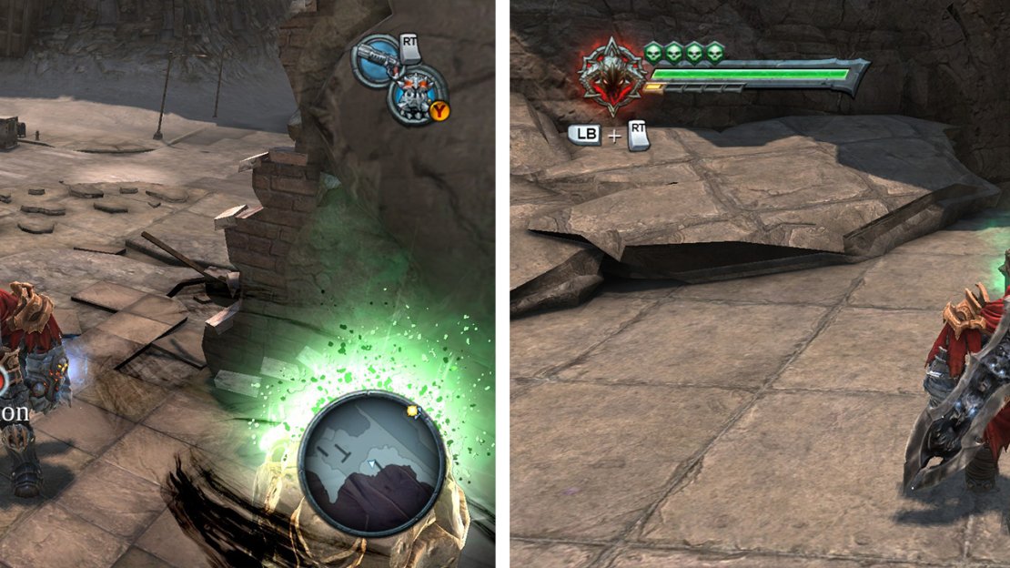 Opposite the Vulgrim Location you’ll find a Life Stone Chest (left) and an Artefact (right).