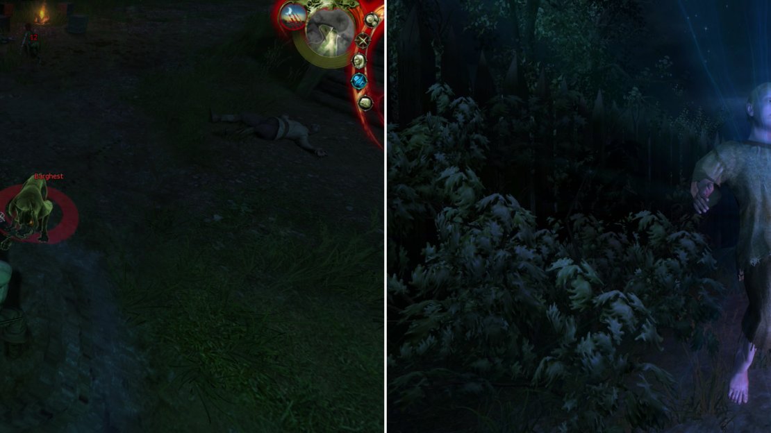 Fight off the Barghests that make it through tha palisade using the Group Style or the Fast Style, depending on how many are nearby (left) then witness the orphan’s recital of the Ithlinne’s Prophecy (right).