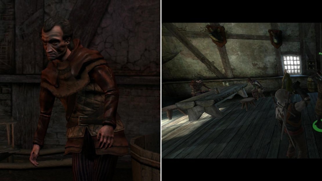 Confess to Coleman that your illicit cargo was confiscated (left), then loosen the Messenger’s lips with some cheap alcohol (right).