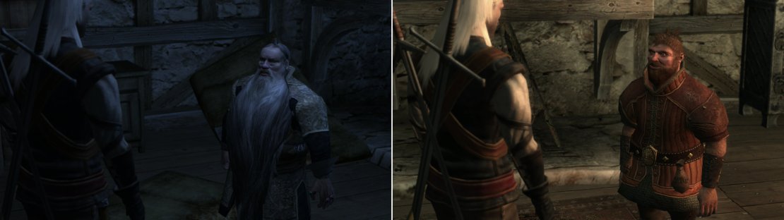 Talk to Golan Vivaldi to learn that no non-human is immune to persecution, regardless of wealth (left). Zoltan Chivay will also be here duing the day (right) and he, finally, will reveal the origin of your Silver Sword.