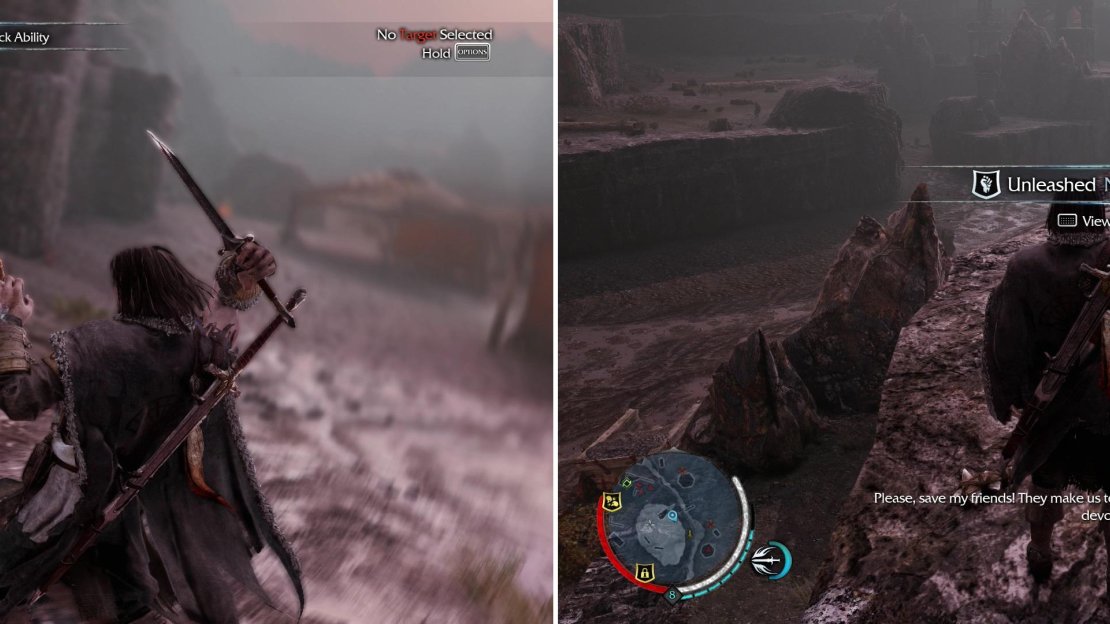 You’ll find enslaved Outcasts around Udun. Kill their Uruk overseers (left) and they’ll give you optional Outcast missions you can complete for Mirian and XP (right).