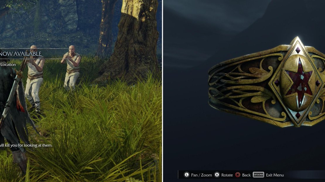 Men in Nurn are as oppressed by the Uruks as the ones in Udun (left). Pick up the Frolum’s Ring artifact to finish up the Harad Basin (right).