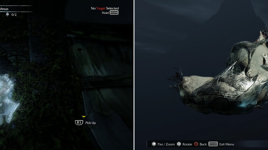 Climb a vine-covered tower to find the “Natha Ie calad arphigad” Ithildin (left) and pick up the Crushed Spider Egg (right).