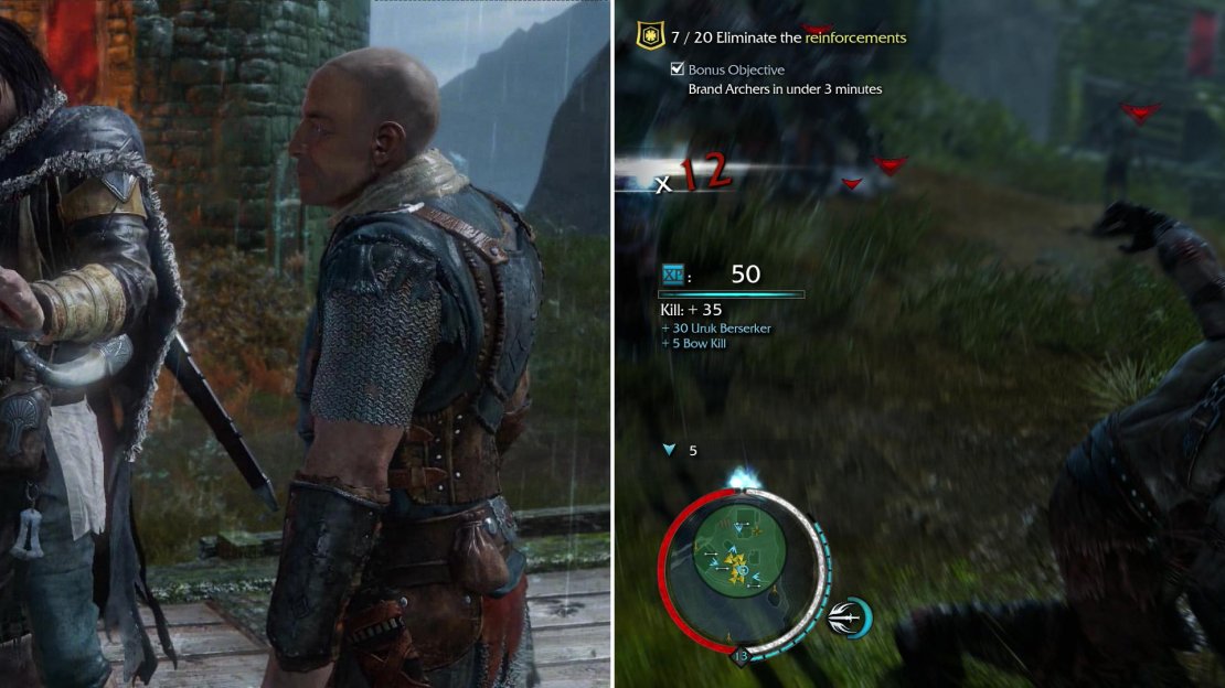 Free the Uruk’s captives (left) then dispatch a group of reinforcements (right).