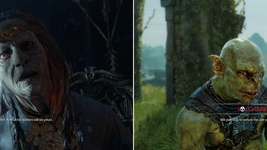 Queen Marwen will give us our next step towards the objective of creating our own Uruk army (left). Our target is a Captain called Grublik the Flogger (right).