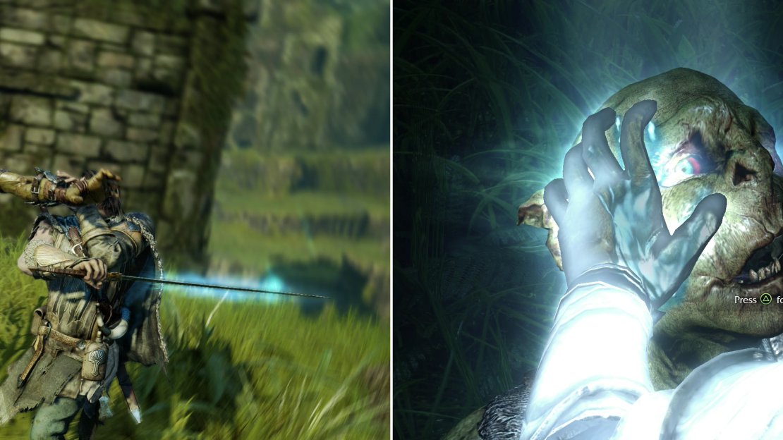 Punish Grublik until he’s sufficiently weakened (left) then brand him (right).