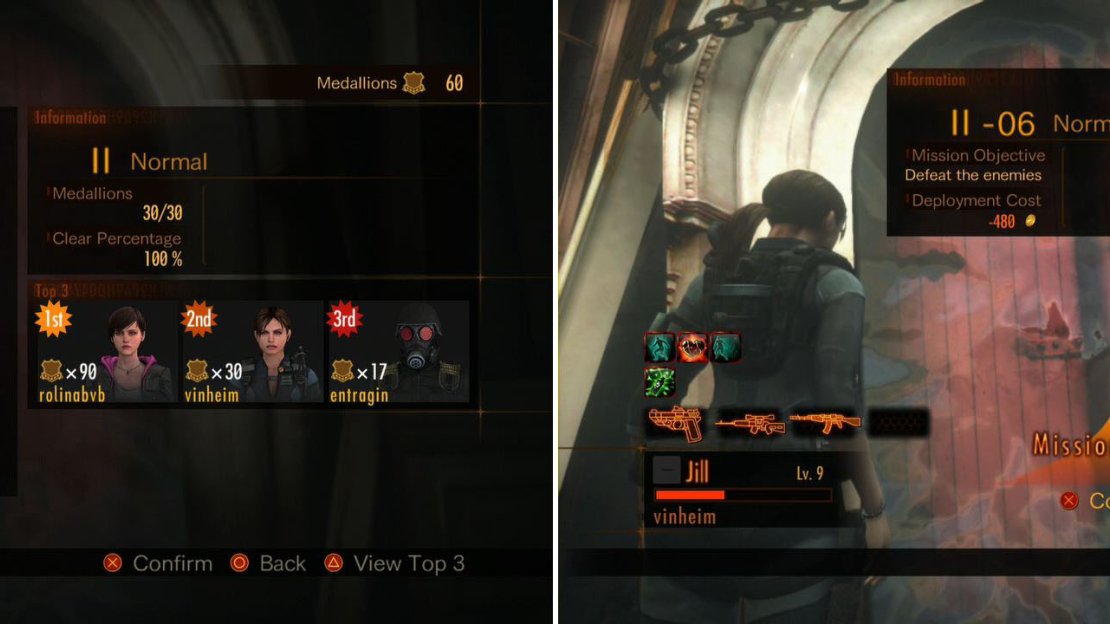 A look at how the Gauntlets are shown (left picture). Prepared to start a mission (right picture).