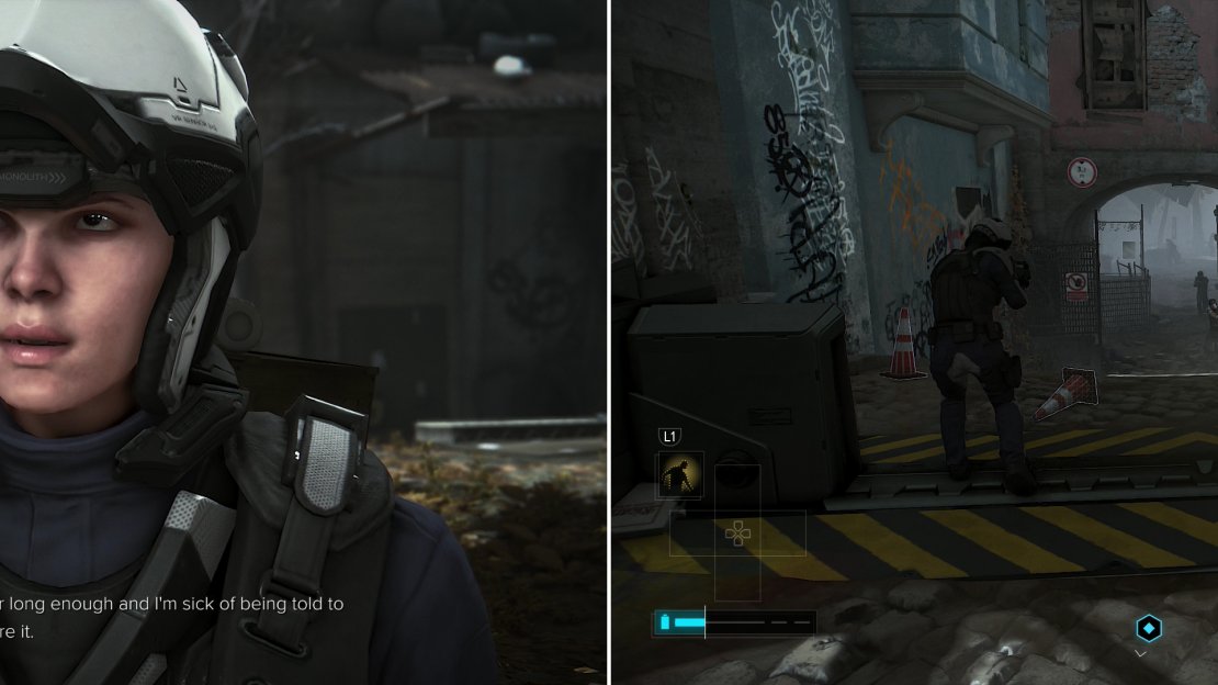 Tell a cop about Drahomir’s extortion ring (left) and she’ll actually do her job (right).