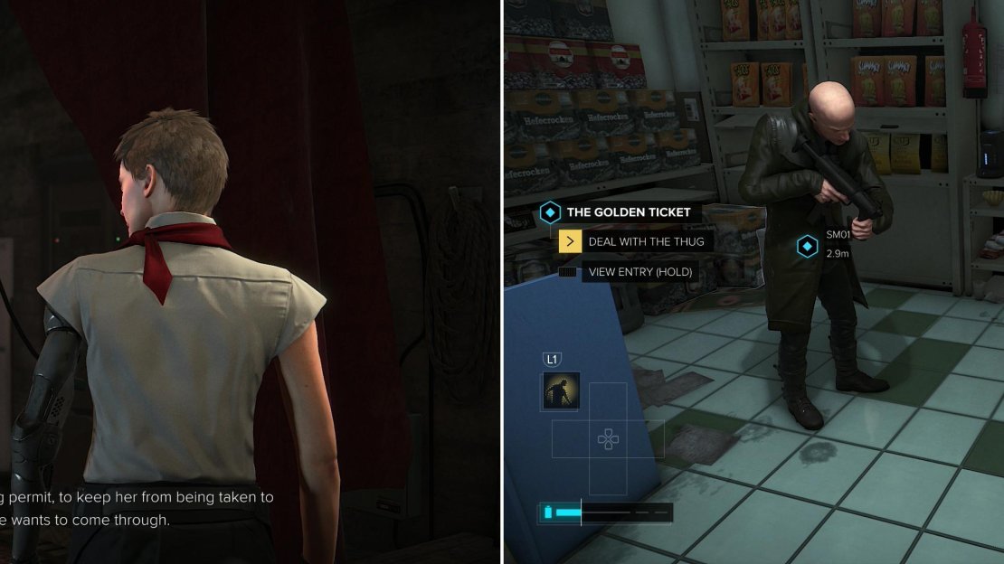 Visit Irenka (left) then save Edward from a homocidal thug (right).
