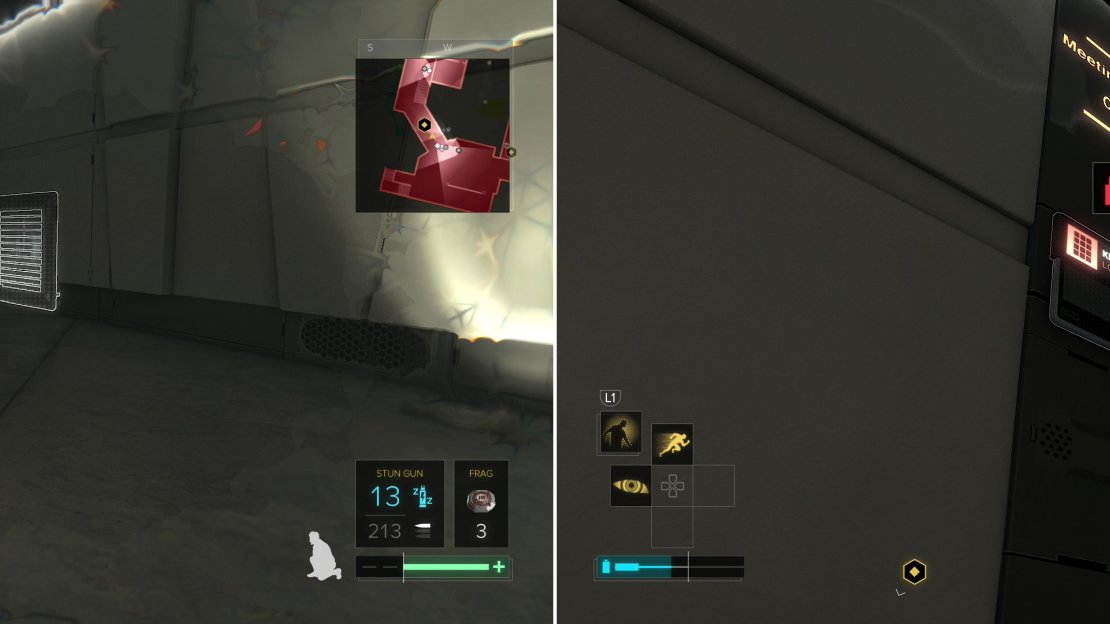 If you saved up Biocells and invested in Glass-Shield Cloaking you can quickly and invisibly bypass Marchenko’s guards (left). Using Multi-Tools will keep you out of sight and save time (right).