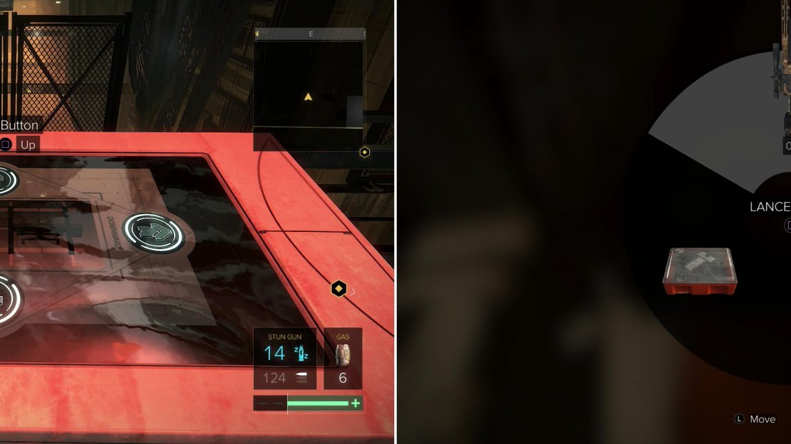 On the other hand, take the long route and use two lifts (left) to reach a bit of rare loot (right).