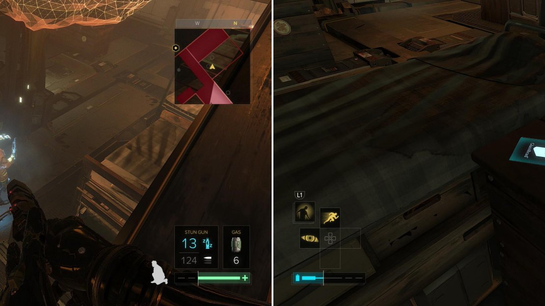 Take out the ARC Soldiers in the barracks (left) so you can grab an eBook in peace (right).