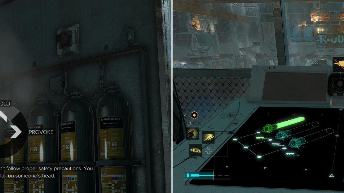 If you use the drill, respond by picking the dialogue option “Scold” (left), then… well, drill, baby drill! (right)